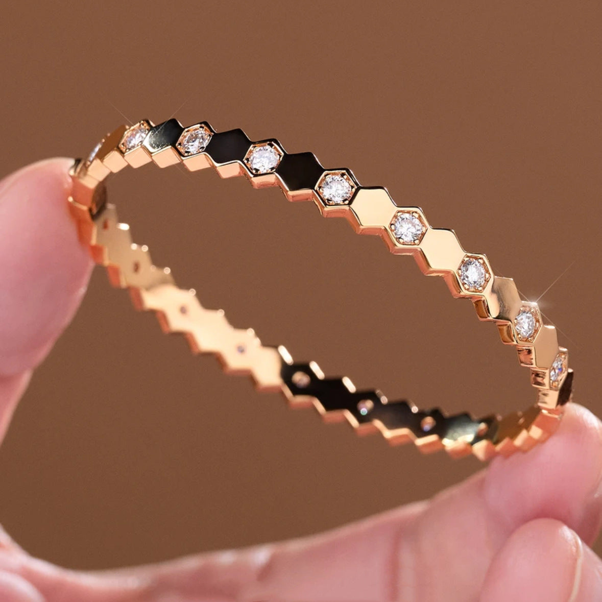 S925 Silver Moissanite Honeycomb Bracelet