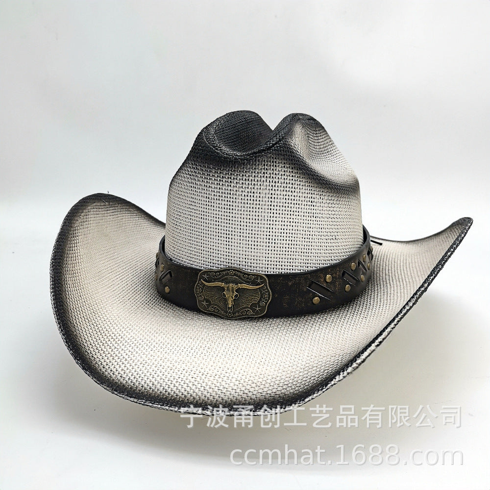 Retro Cowboy Hat Cowhide Belt Decoration