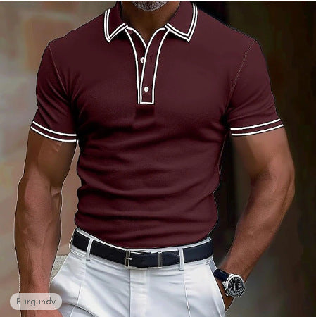 Men's Polo Shirt Lapel Striped