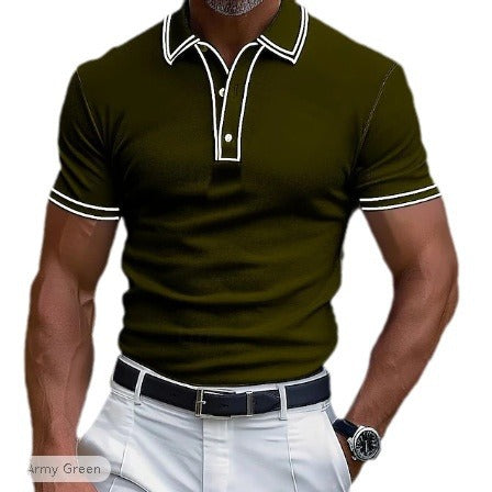 Men's Polo Shirt Lapel Striped