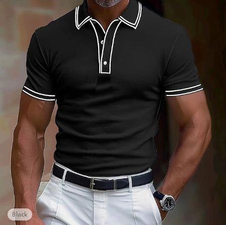Men's Polo Shirt Lapel Striped