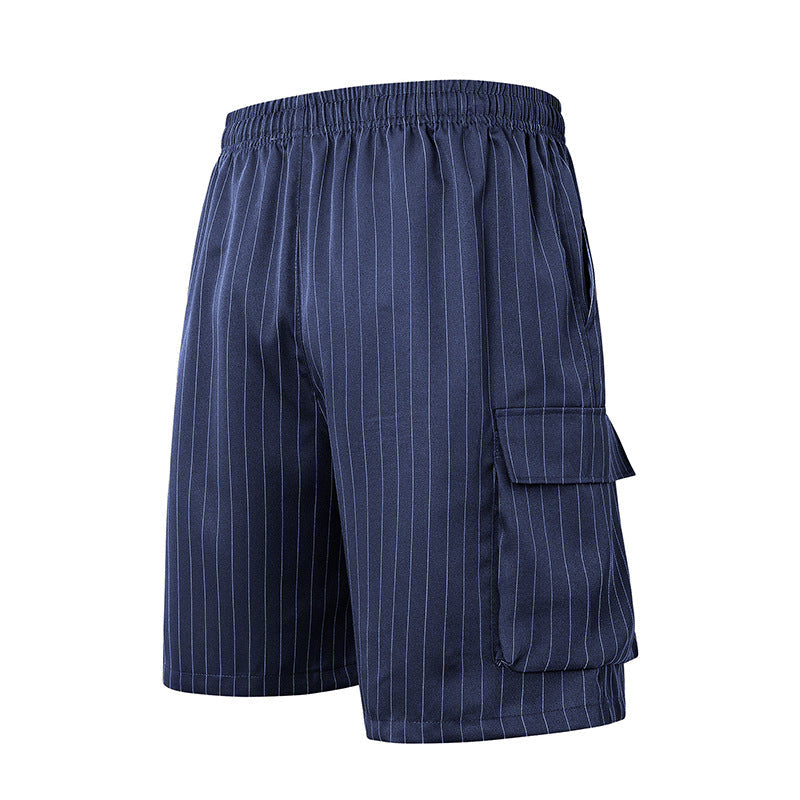 Summer Striped Men’s Loose Straight Beach Shorts