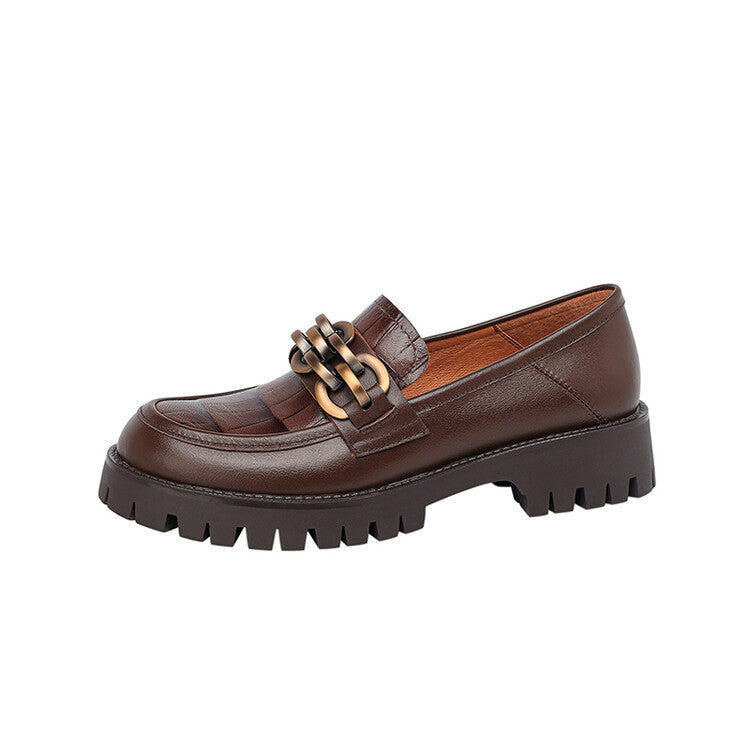 Retro Platform Loafers for Women