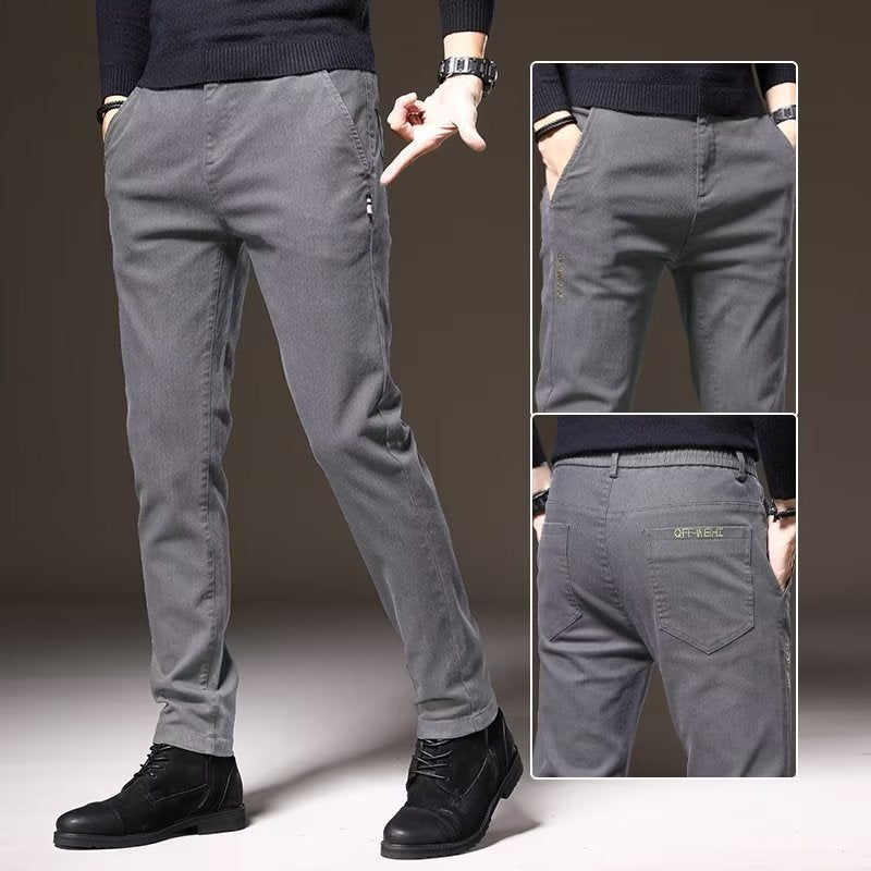 Men's Straight Business Thick Trousers