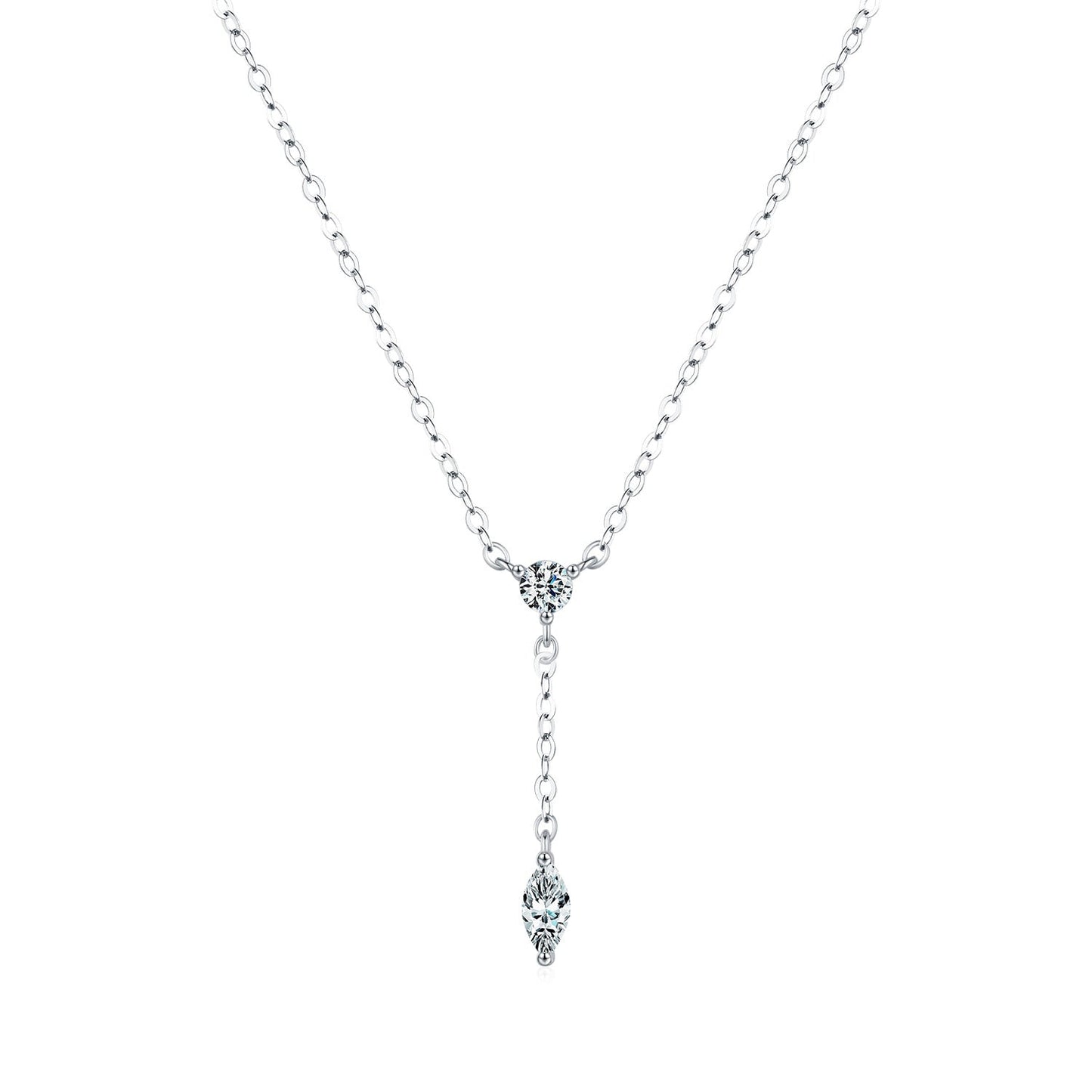 S925 Silver Round Diamond Tassel Necklace