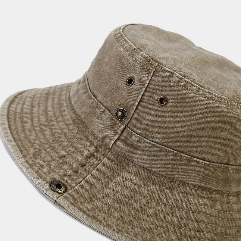 Patchwork Big Brim Washed Fishing Cap