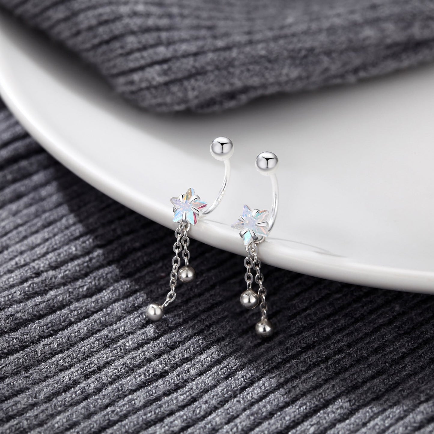 S999 Sterling Silver Screw Tightening Buckle XINGX Tassel Ear Bone Stud Earrings