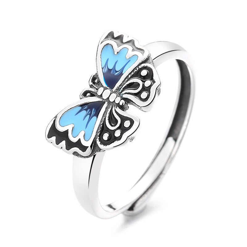 S925 Silver Butterfly Epoxy Ring