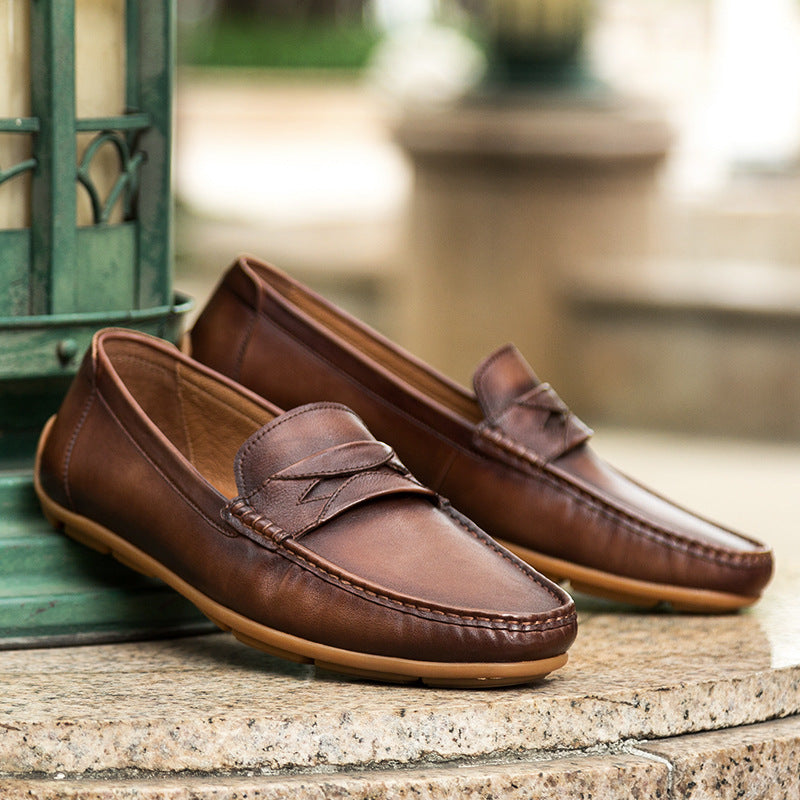 First Layer Cowhide Driving Shoes