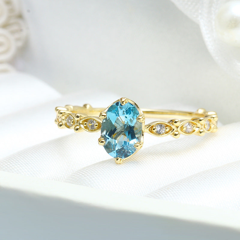 S925 Silver London Blue Topaz Ring