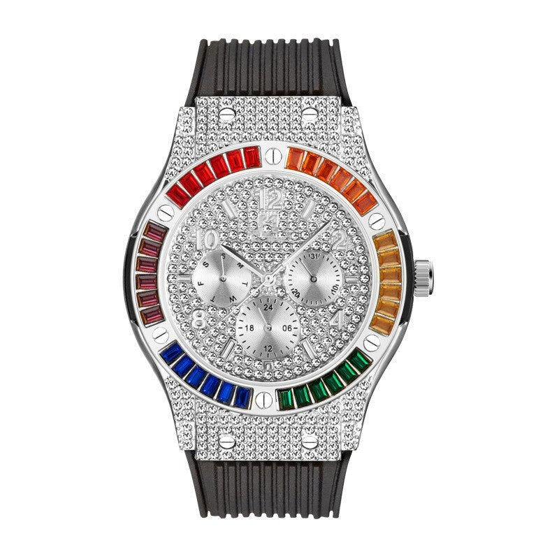Men’s Waterproof Diamond Silicone Watch