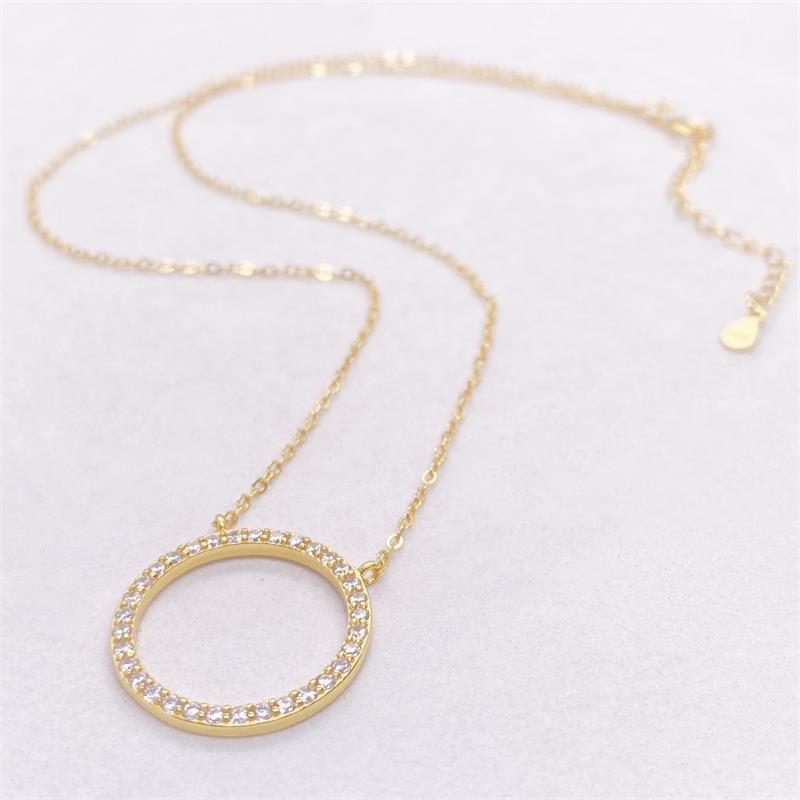 S925 Silver Shiny Dimond Circle Necklace