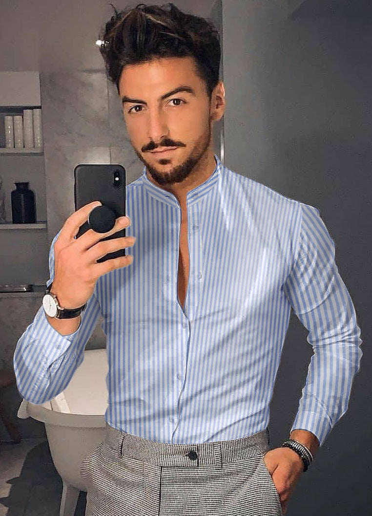Men's Casual Long Sleeve Floral Shirt