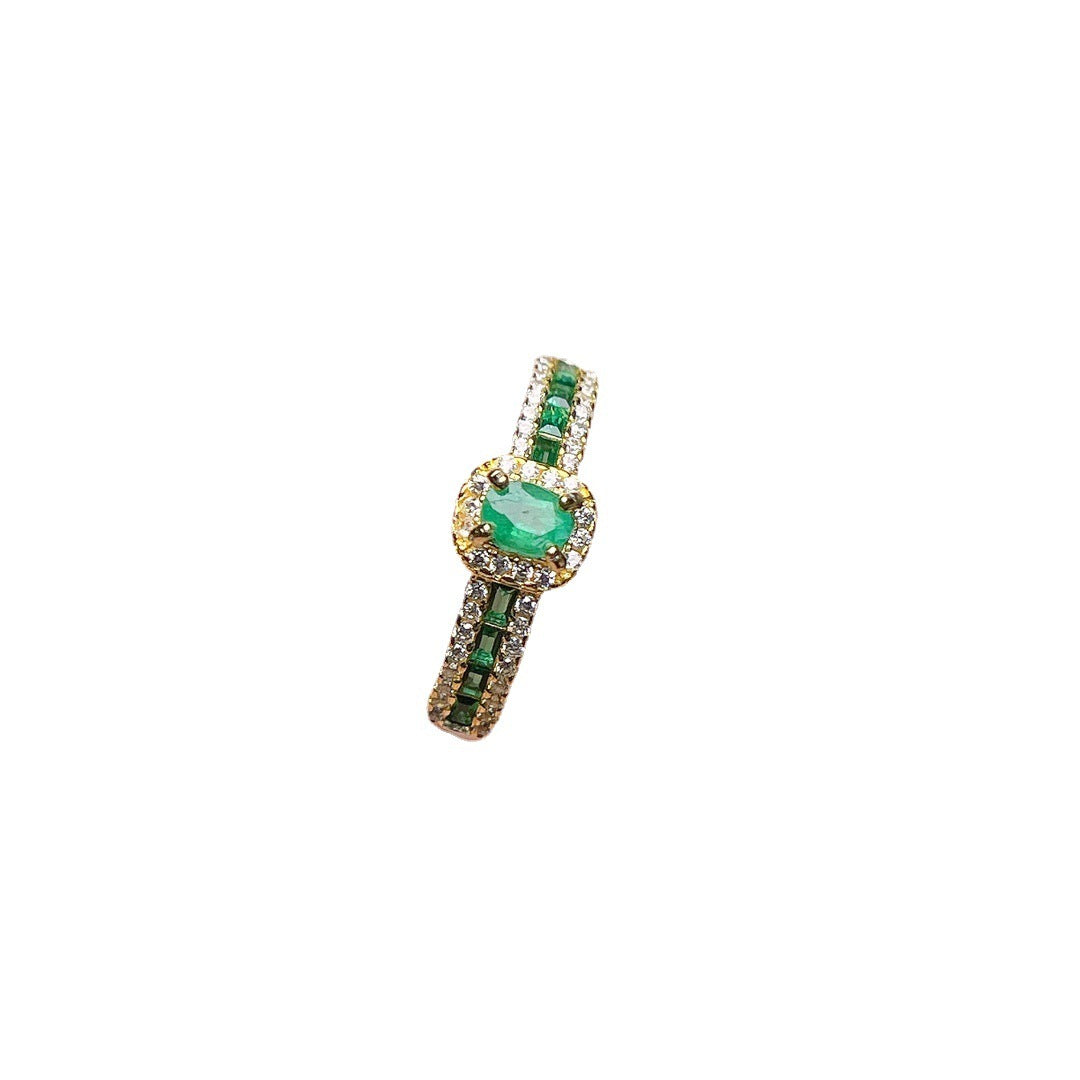 S925 Silver Natural Emerald Ring