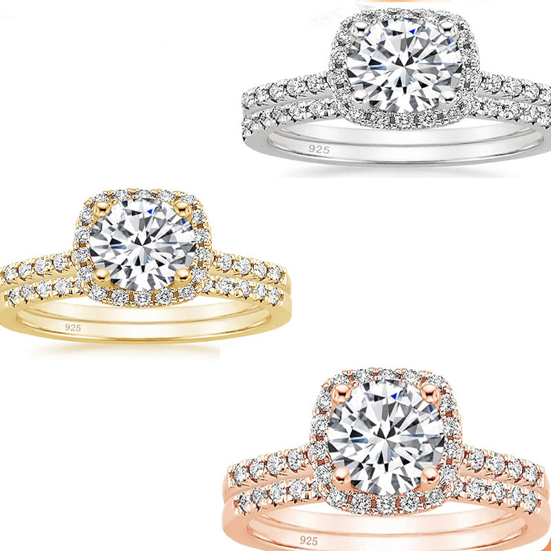 S925 Round Zircon Set Ring