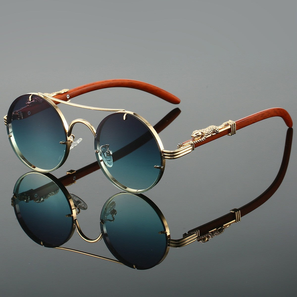 Retro Double Beam Leopard Sunglasses