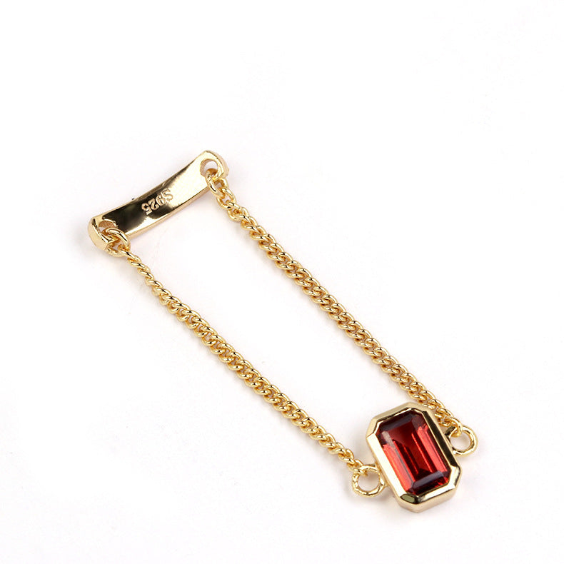 S925 Silver Natural Garnet Ring