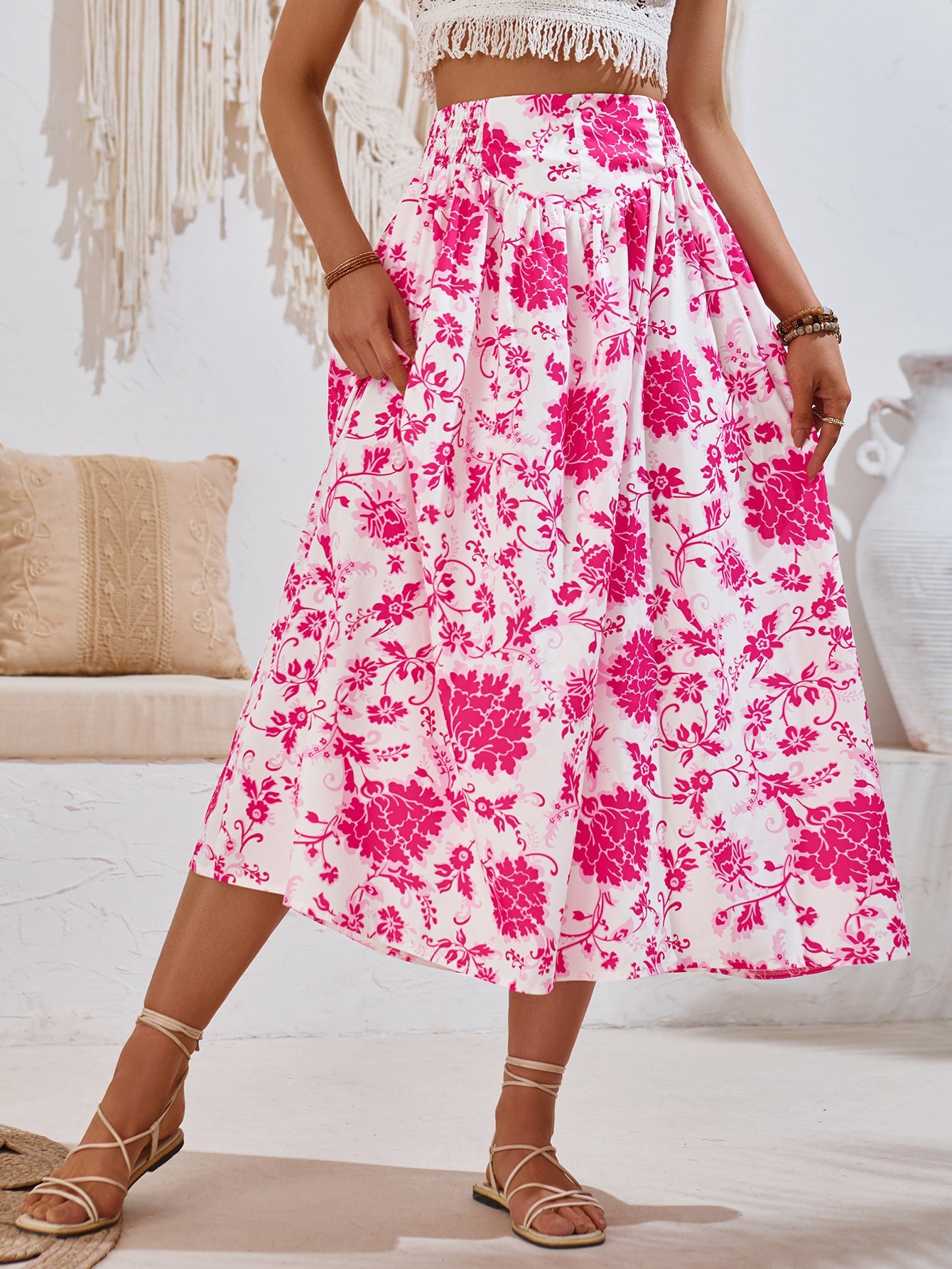 Casual Printed Waist-Tight Skirt