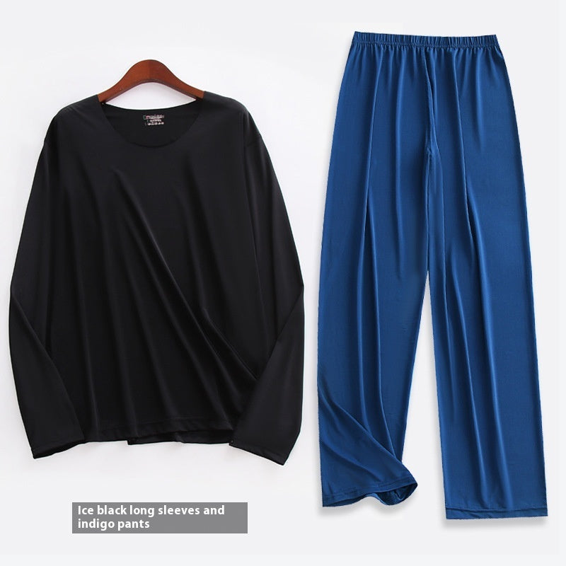 Spring Summer Ultra-thin Men’s Long-sleeve Pajama Set
