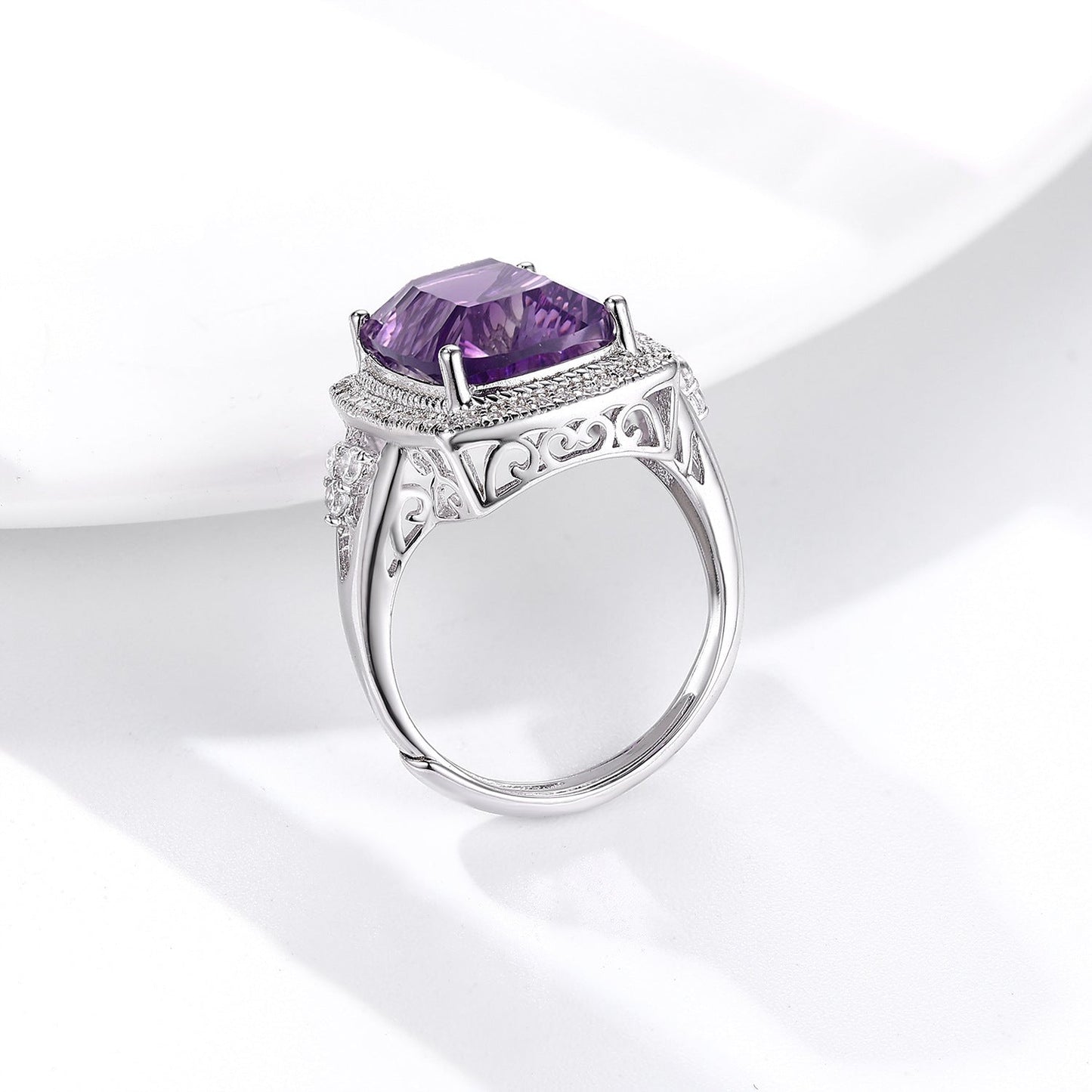 S925 Silver Pillow Amethyst Ring