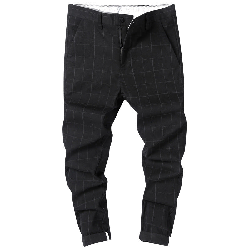 Men's Slim Plaid Straight Pants
