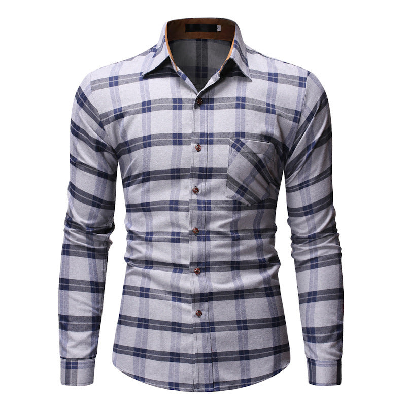 Men's Plaid Long Sleeve Cotton Shirt