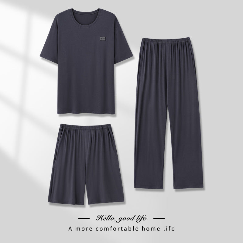 Men's Thin Modal Pajama 3-Piece Set