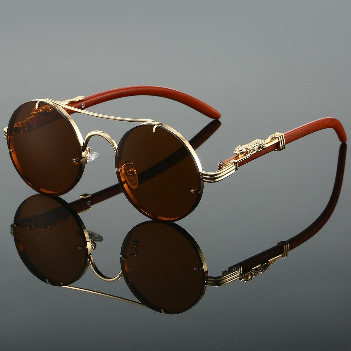 Retro Double Beam Leopard Sunglasses