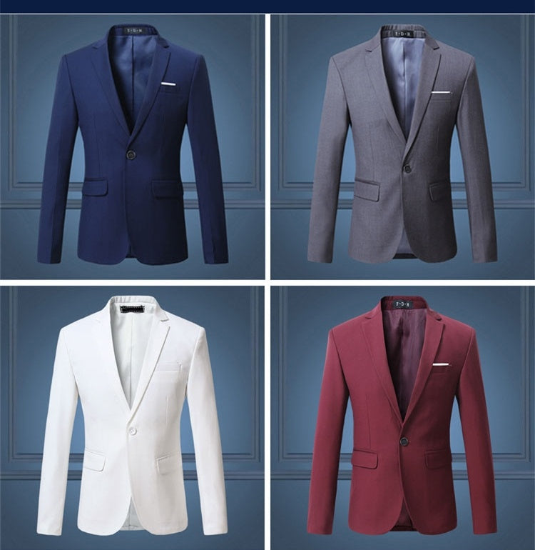 Spring and Autumn Solid Color One-Button Men's Suit