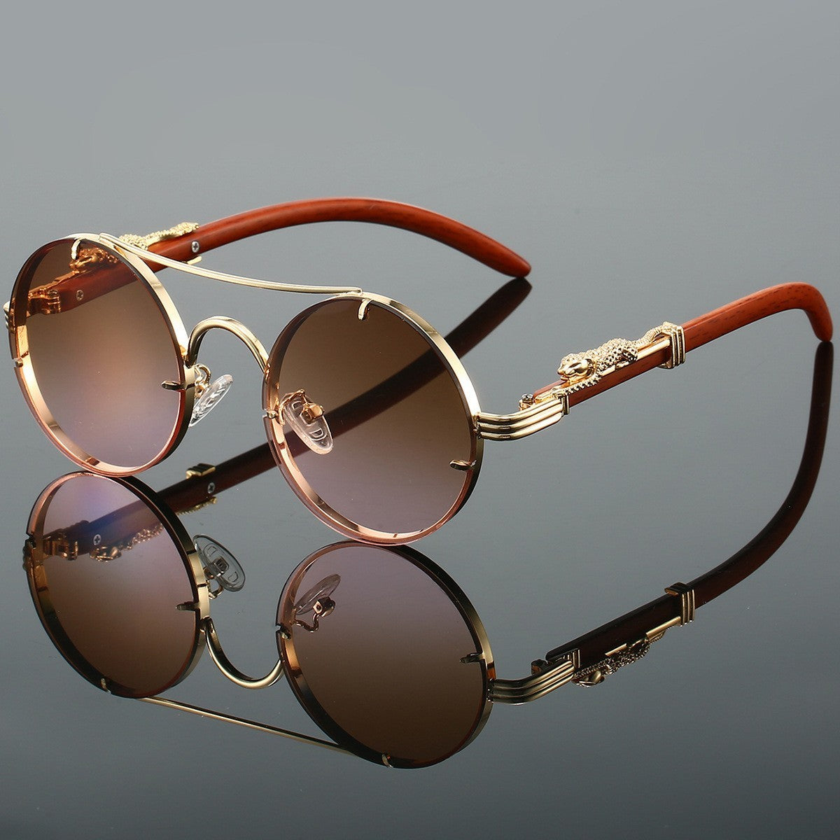 Retro Double Beam Leopard Sunglasses
