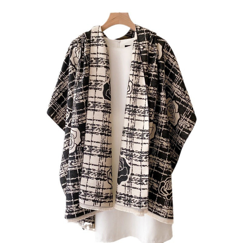 Elegant Camellia Tassel Shawl