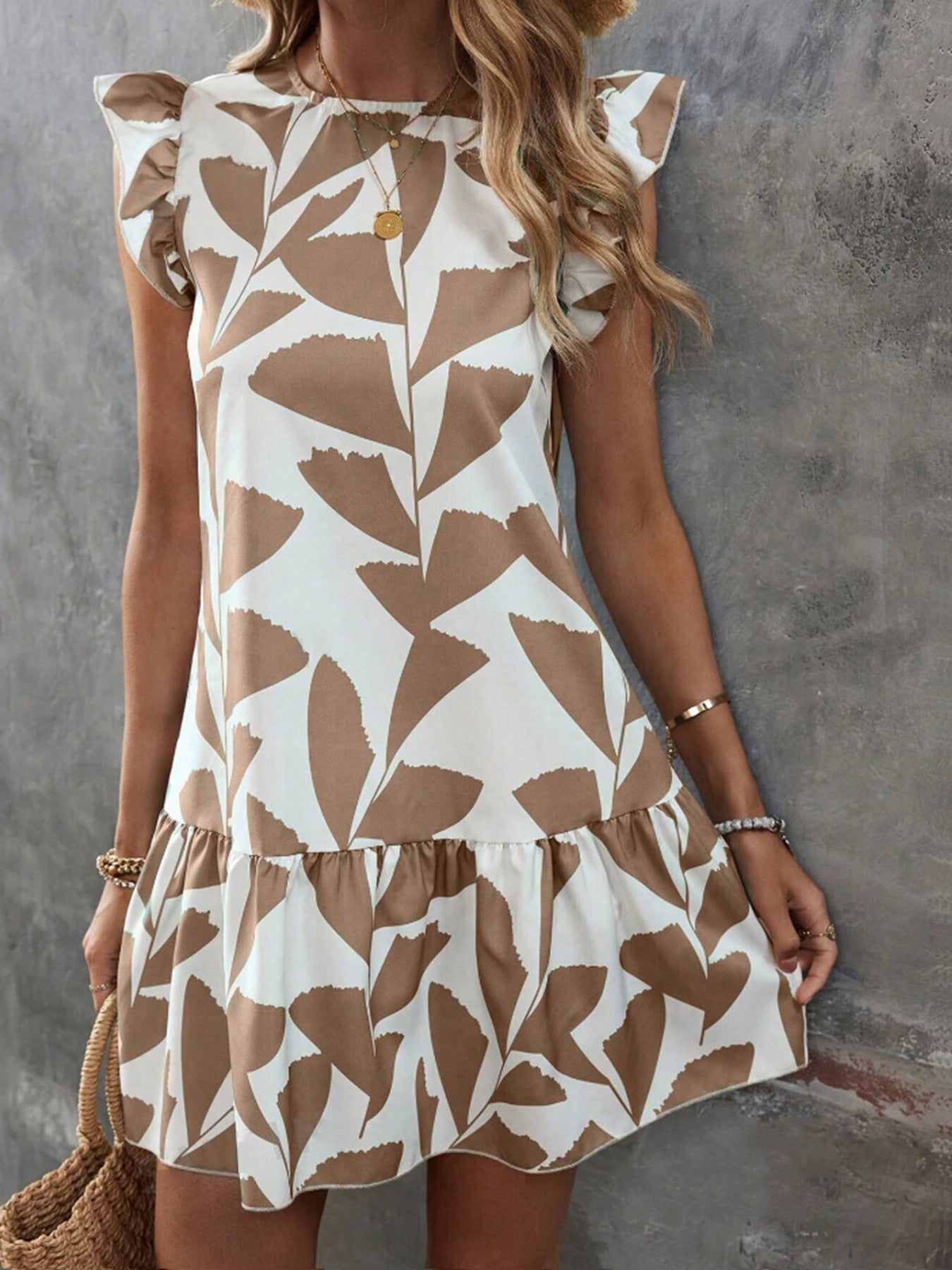 Elegant Printed Round Neck Dress
