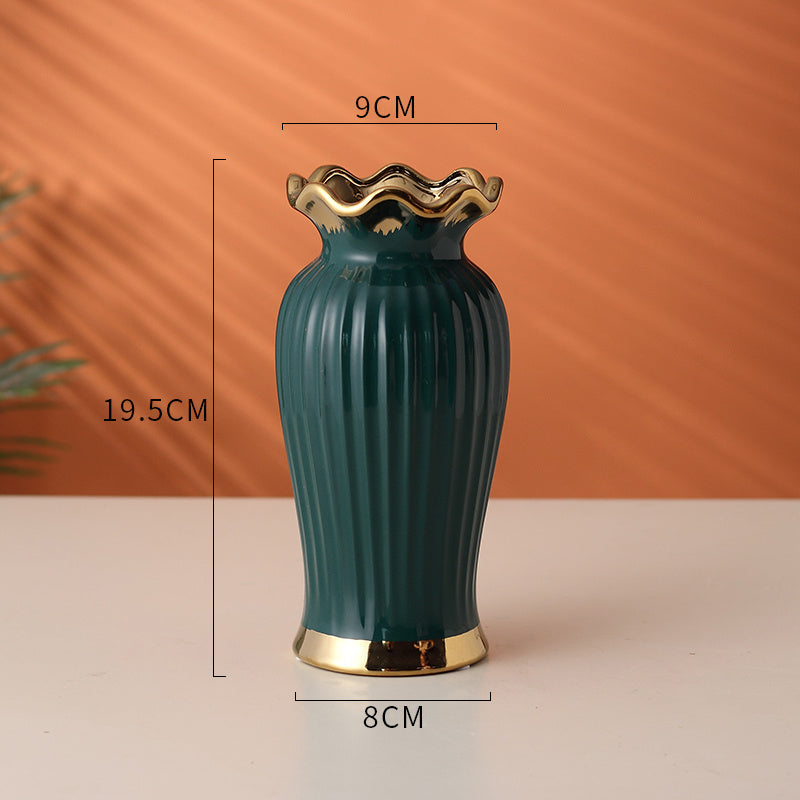 Gold Lotus Leaf Ceramic Vase