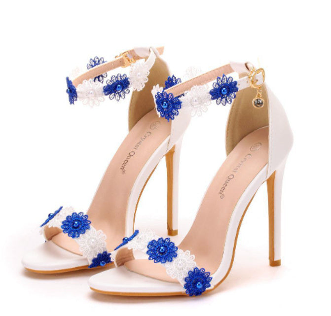 White Lace Wedding Sandals