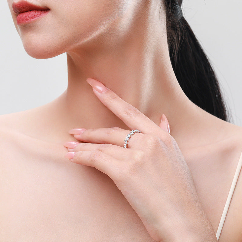 S925 Silver Irregular Diamond Ring
