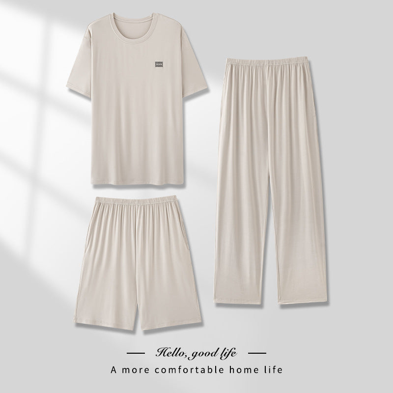 Men's Thin Modal Pajama 3-Piece Set
