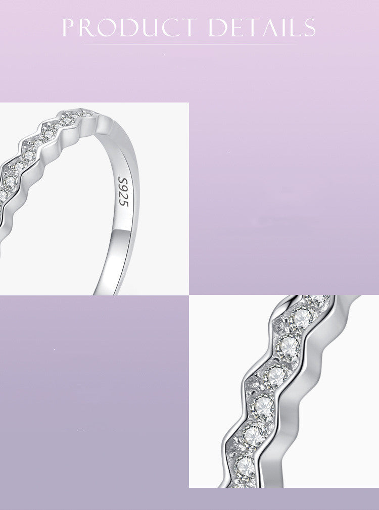 S925 Silver Micro-Set Geometric Ring