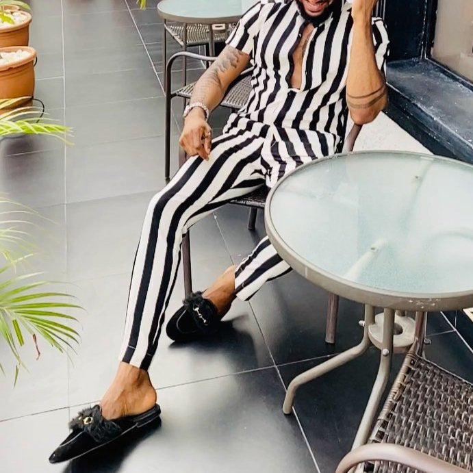 Printed Shirt Suit Trousers Men