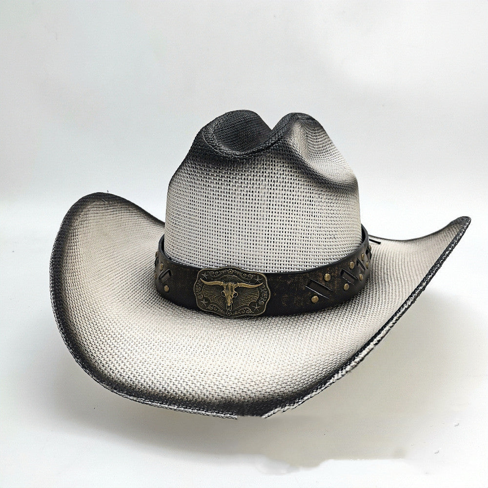 Retro Cowboy Hat Cowhide Belt Decoration