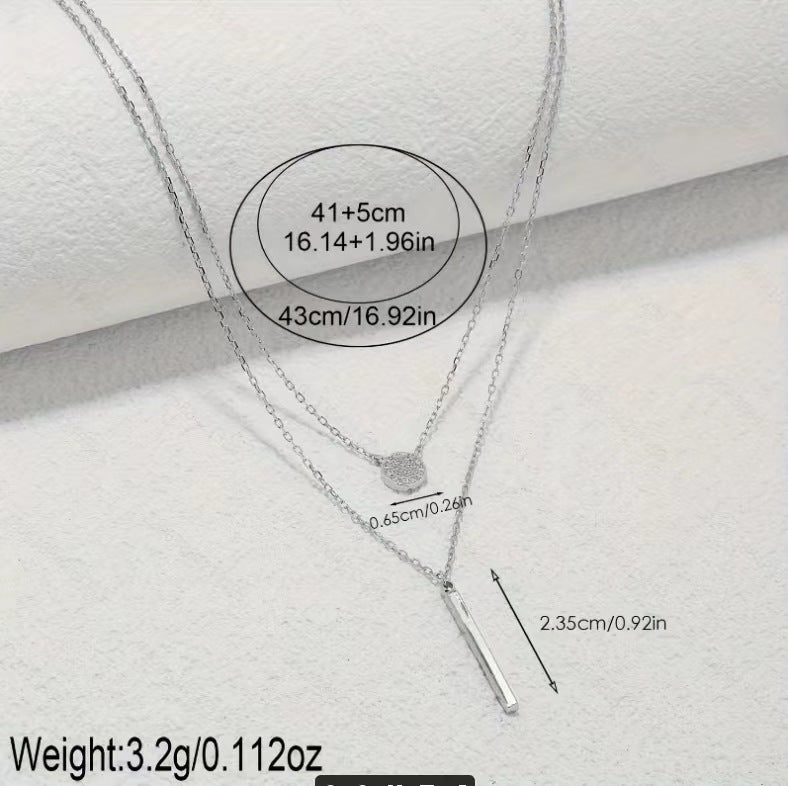 S925 Silver Double Pendant Necklace