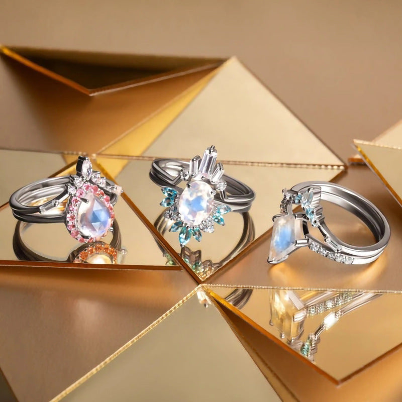S925 Silver Waterdrop Diamond Ring