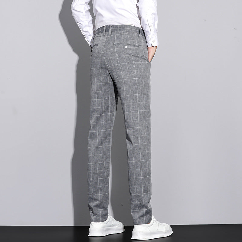 Men's Slim Plaid Straight Pants