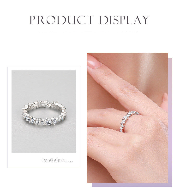 S925 Silver Irregular Diamond Ring