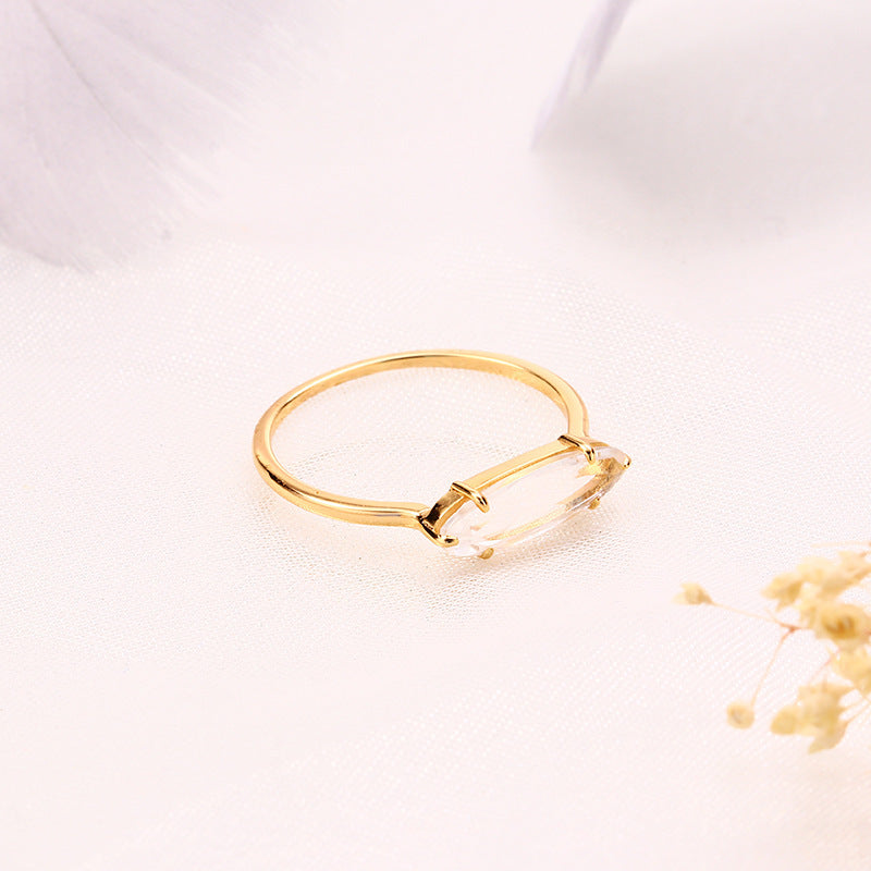 S925 Silver Natural White Crystal Ring