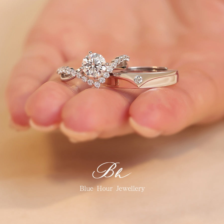 Crown Moissanite S925 Couple Rings