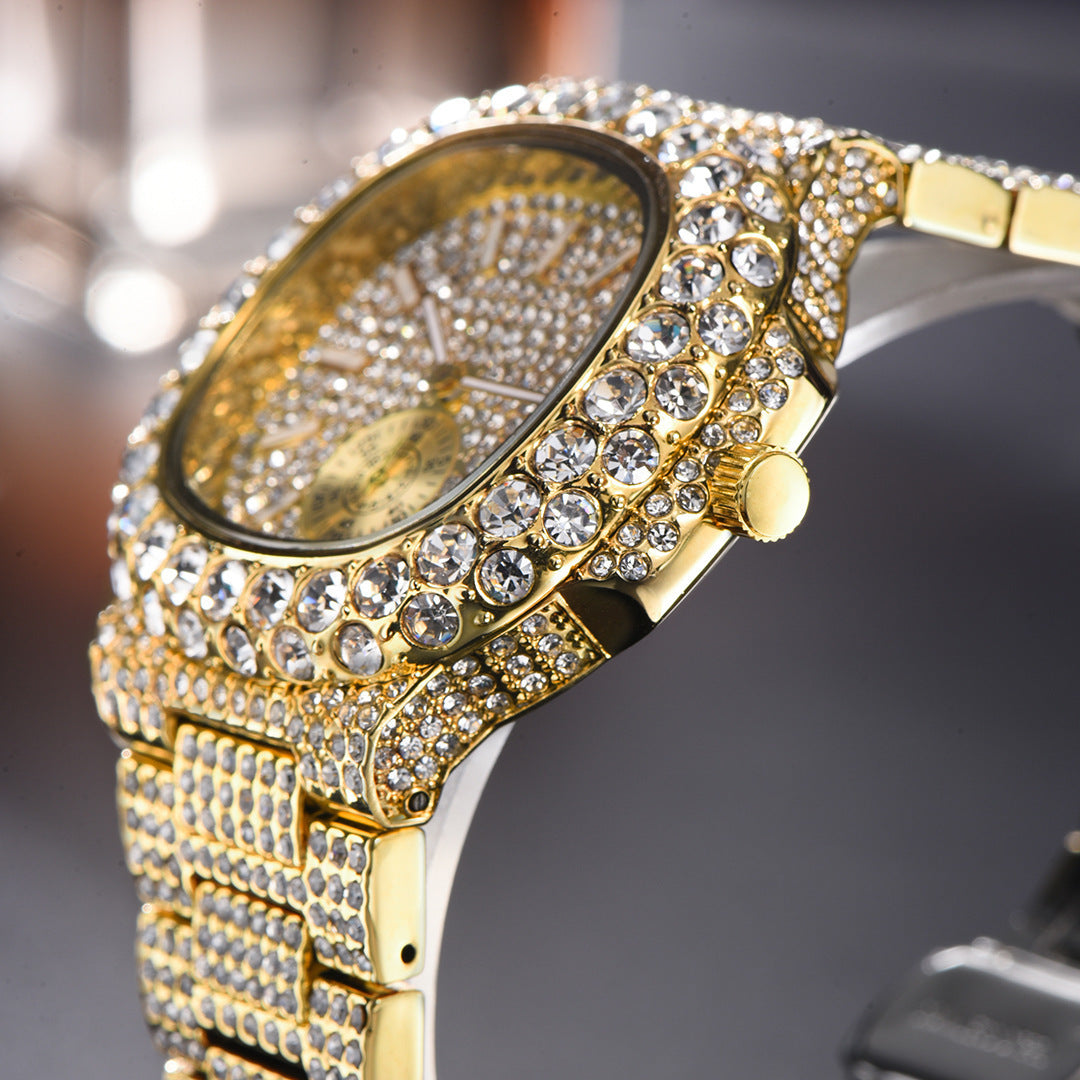 Gold Full Diamond Luminous Business Watch
