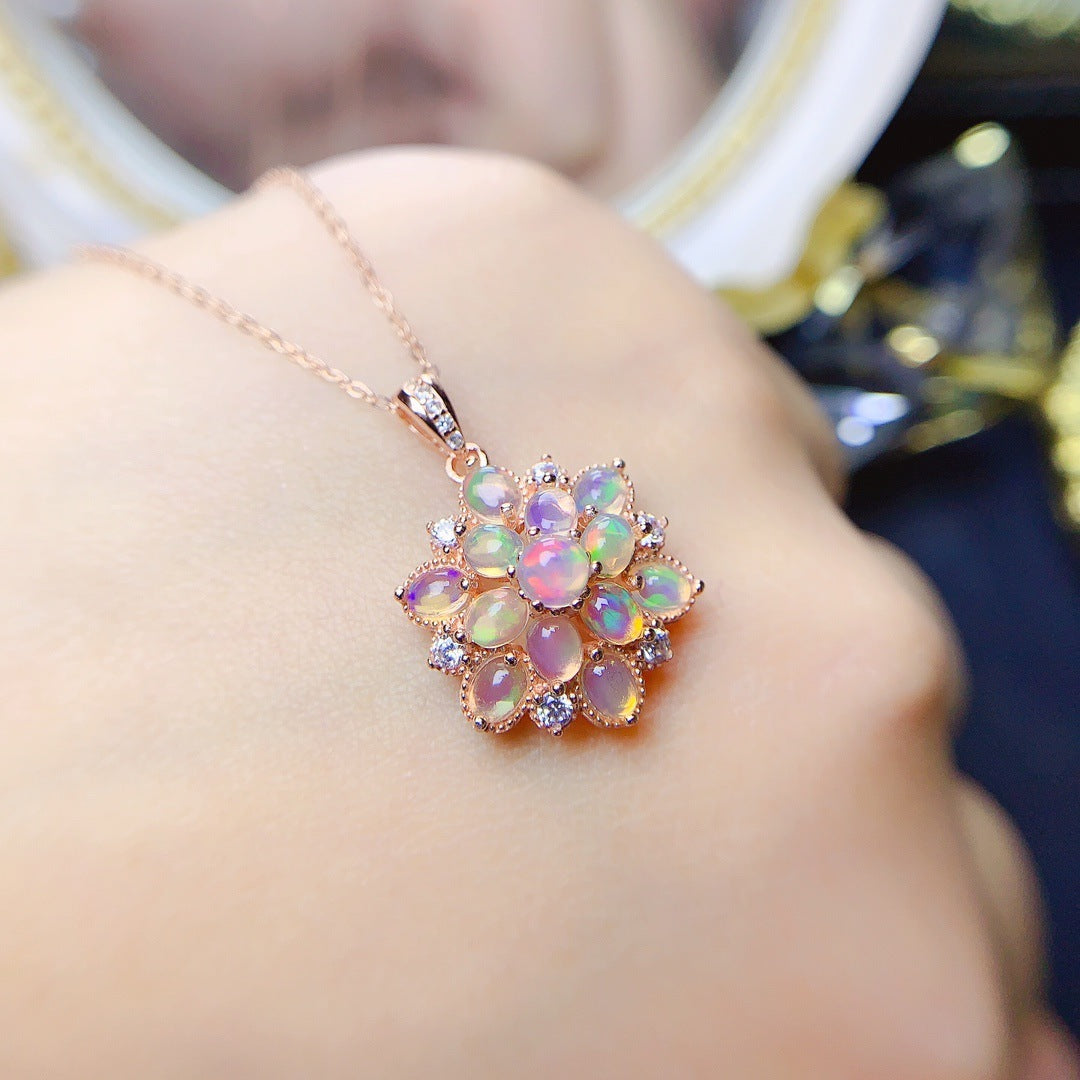 Natural White Opal Pendant Necklace