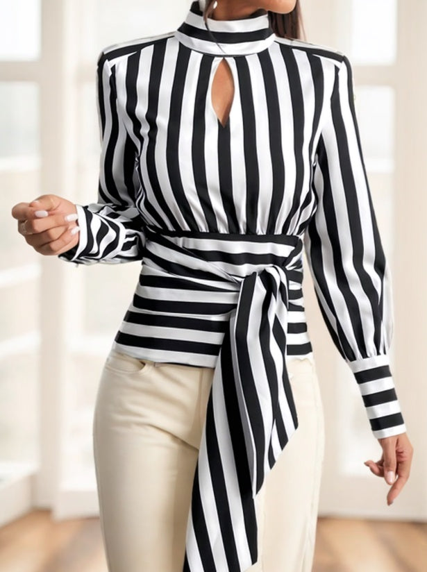 Elegant Long Sleeve Stripe