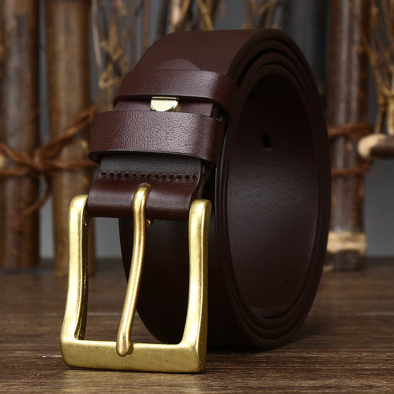 Men's Leather Pin Buckle Cowhide Belt