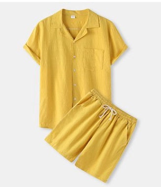 Corduroy Short Sleeve Men's Suit